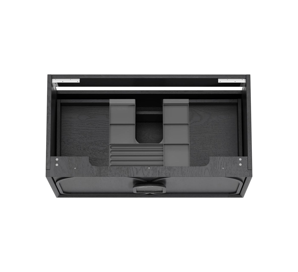 Laguna Mark II 900mm Black Oak Wall Hung Vanity - rear mounting detail