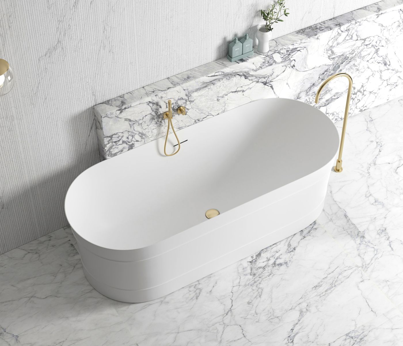Attica Bondi 1700 Matte White Bath with Overflow