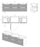 Byron Fluted 1800mm Woodland Oak Wall Hung Vanity