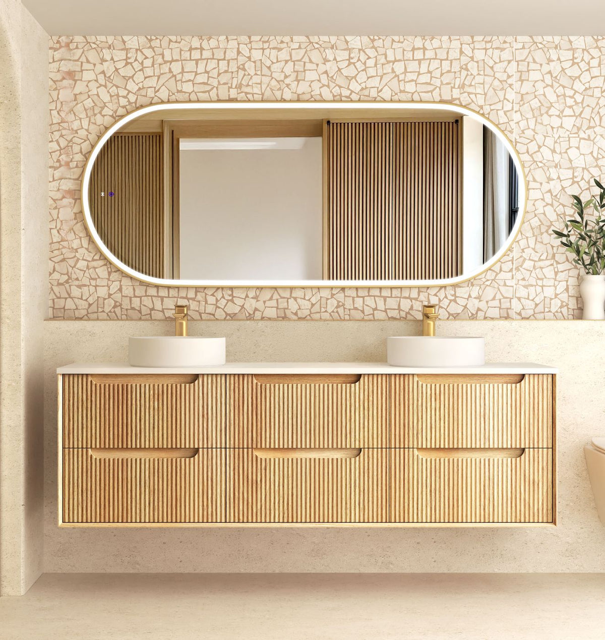 Otti Byron Fluted Vanity 1800mm Double Basin