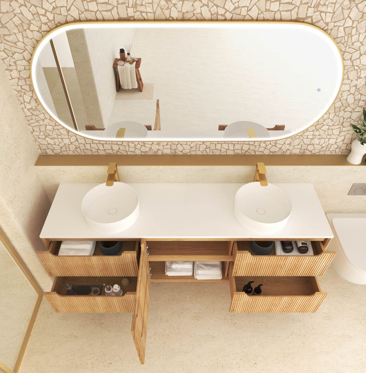 Otti Byron Fluted Vanity 1800mm Double Basin