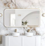 LED Newport 1500(W)x750(H) Gold Metal Frame Mirror- Install Horizontal or Vertical