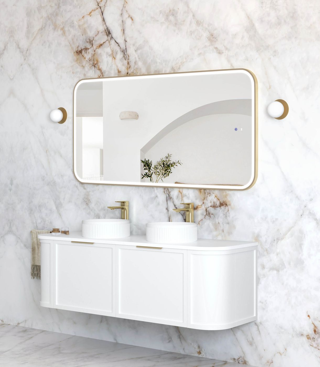 LED Newport 1500(W)x750(H) Gold Metal Frame Mirror- Install Horizontal or Vertical