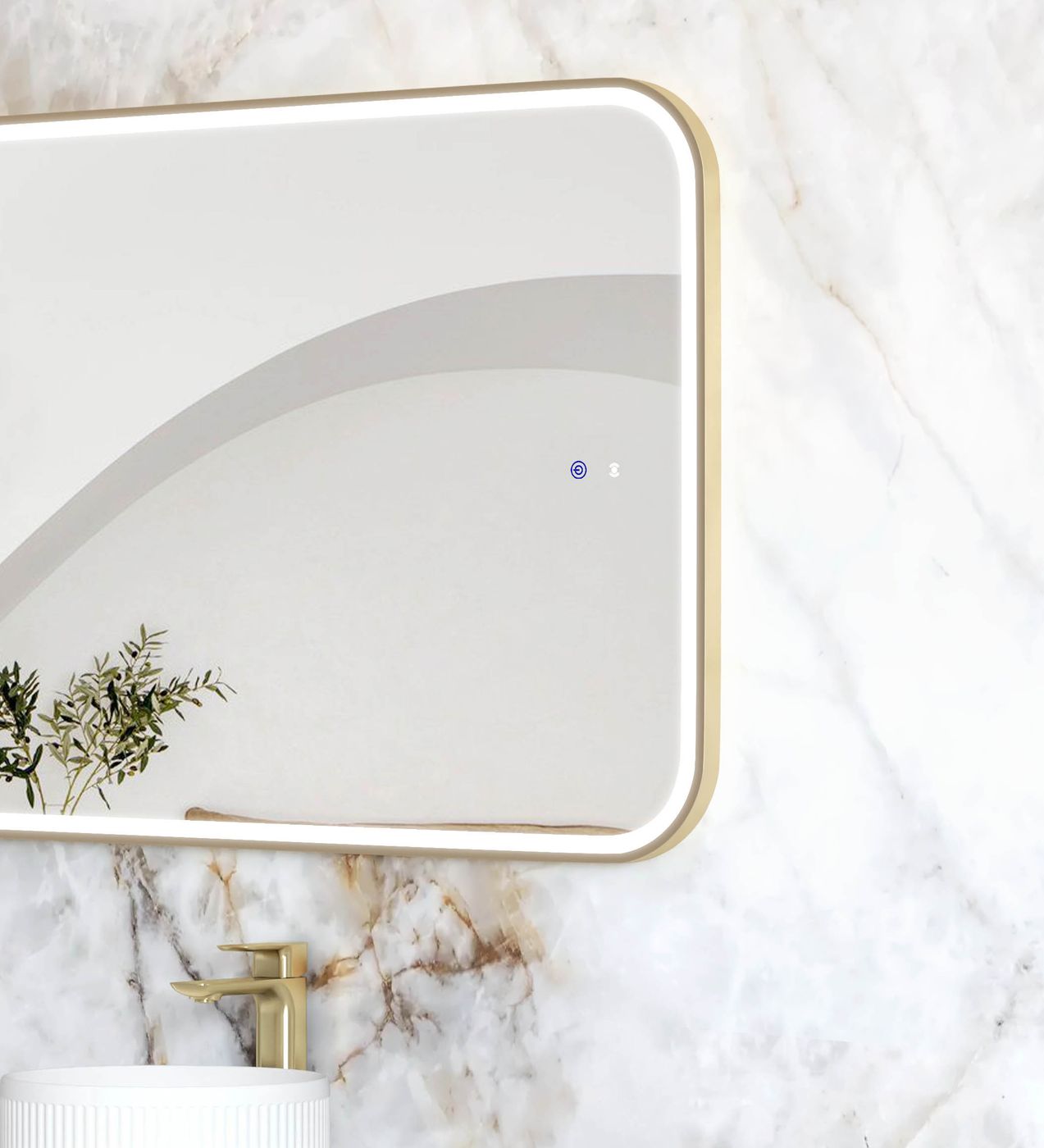 LED Newport 1500(W)x750(H) Gold Metal Frame Mirror- Install Horizontal or Vertical