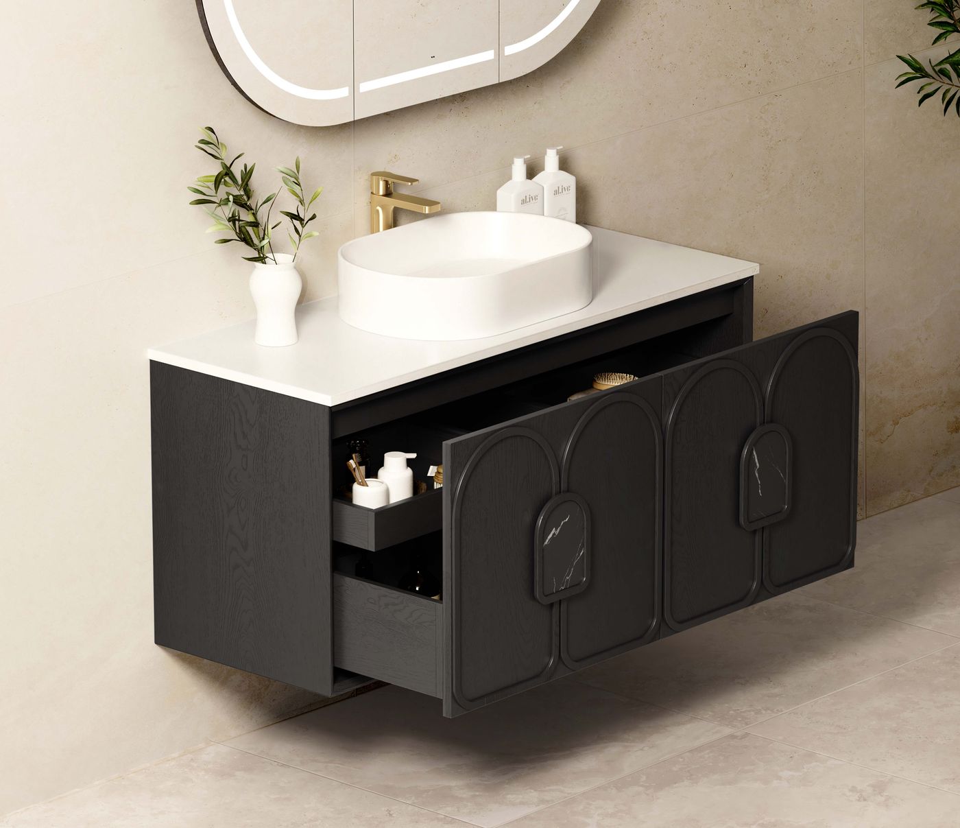 Laguna Mark II 1200mm Black Oak Wall Hung Vanity