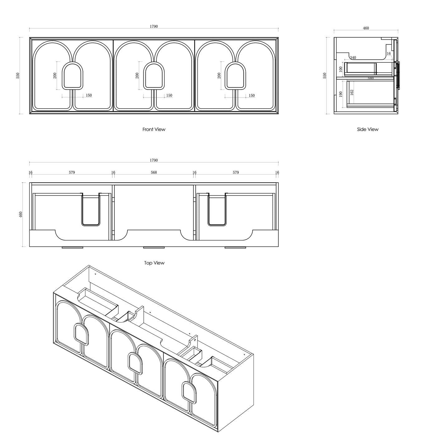 Laguna Mark II 1800mm Black Oak Wall Hung Vanity