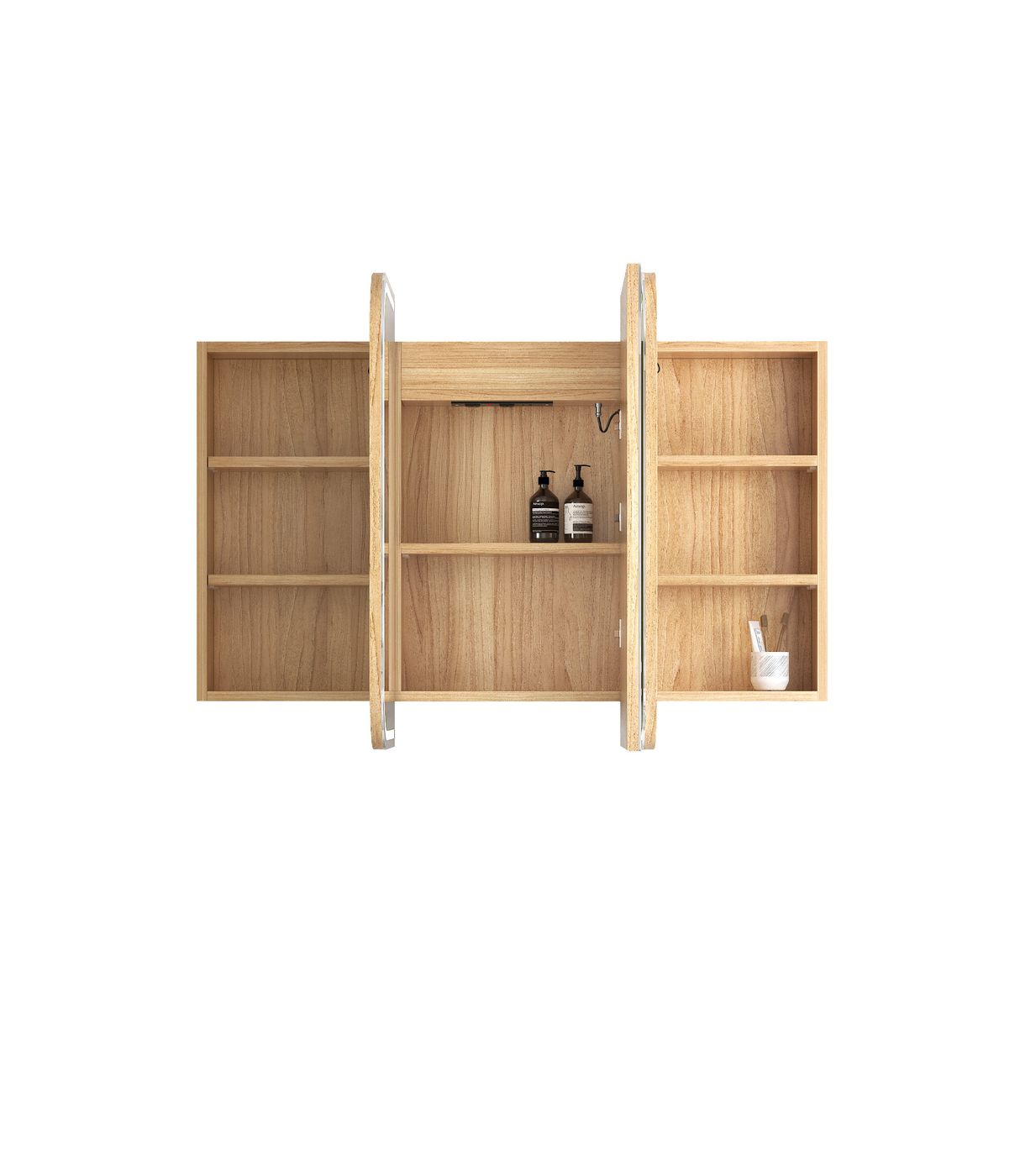 LED Newport 1200(W)x750(H) Natural Oak Shaving Cabinet - Premium Edition