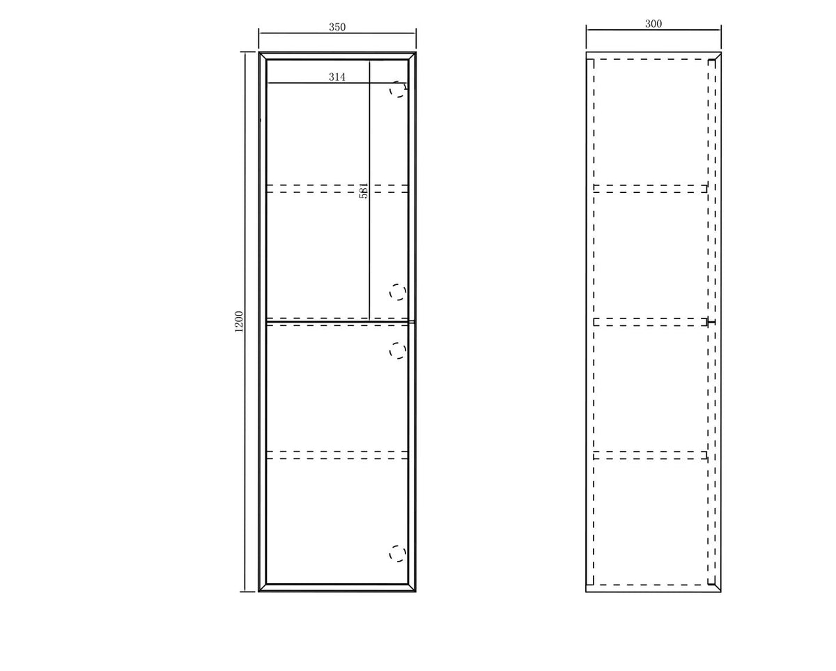 Bondi Tall Boy Woodland Oak - angled product view, bathroom vanity