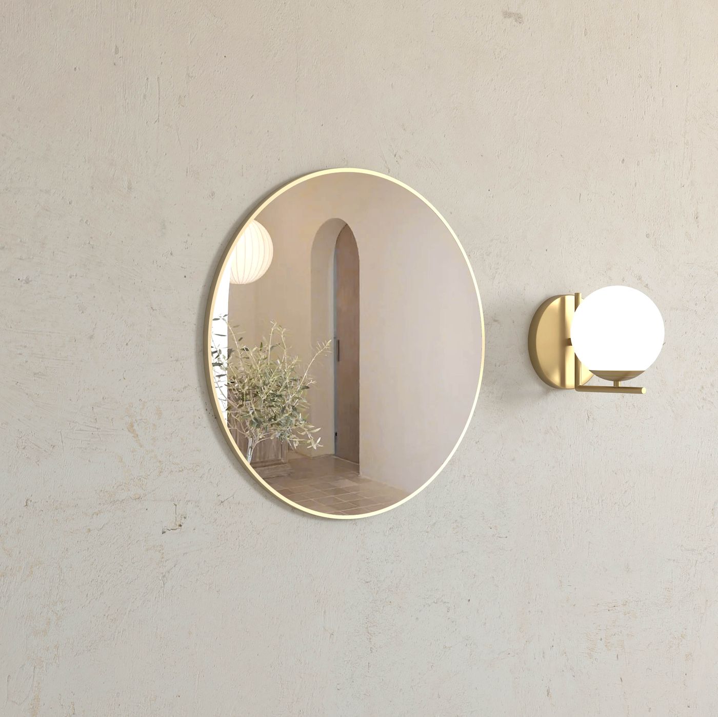 London 700mm Gold Metal Frame Tuffi Mirror
