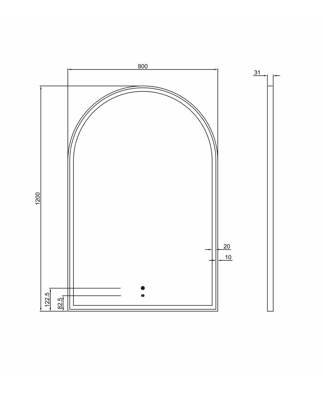 LED Archie 1200(H)x800(W) Gold Metal Frame Mirror