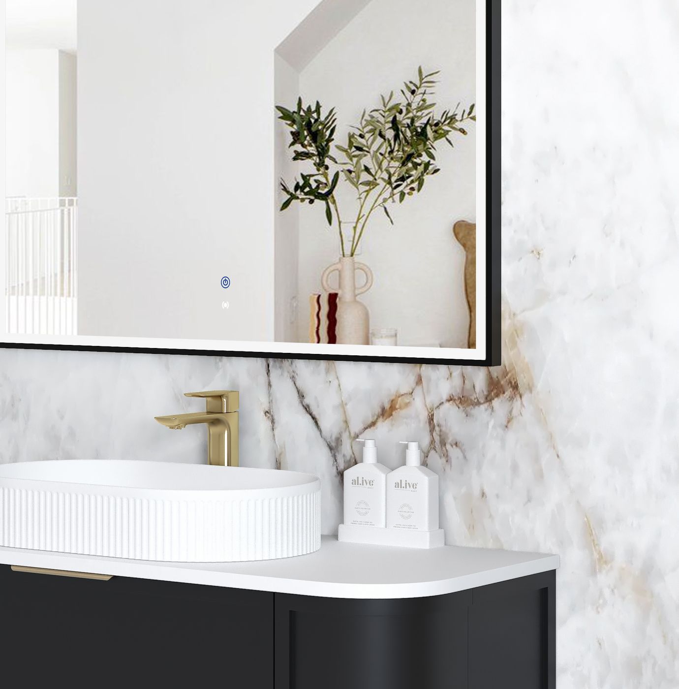 LED Archie 1500(H)x1000(W) Black Metal Frame Mirror