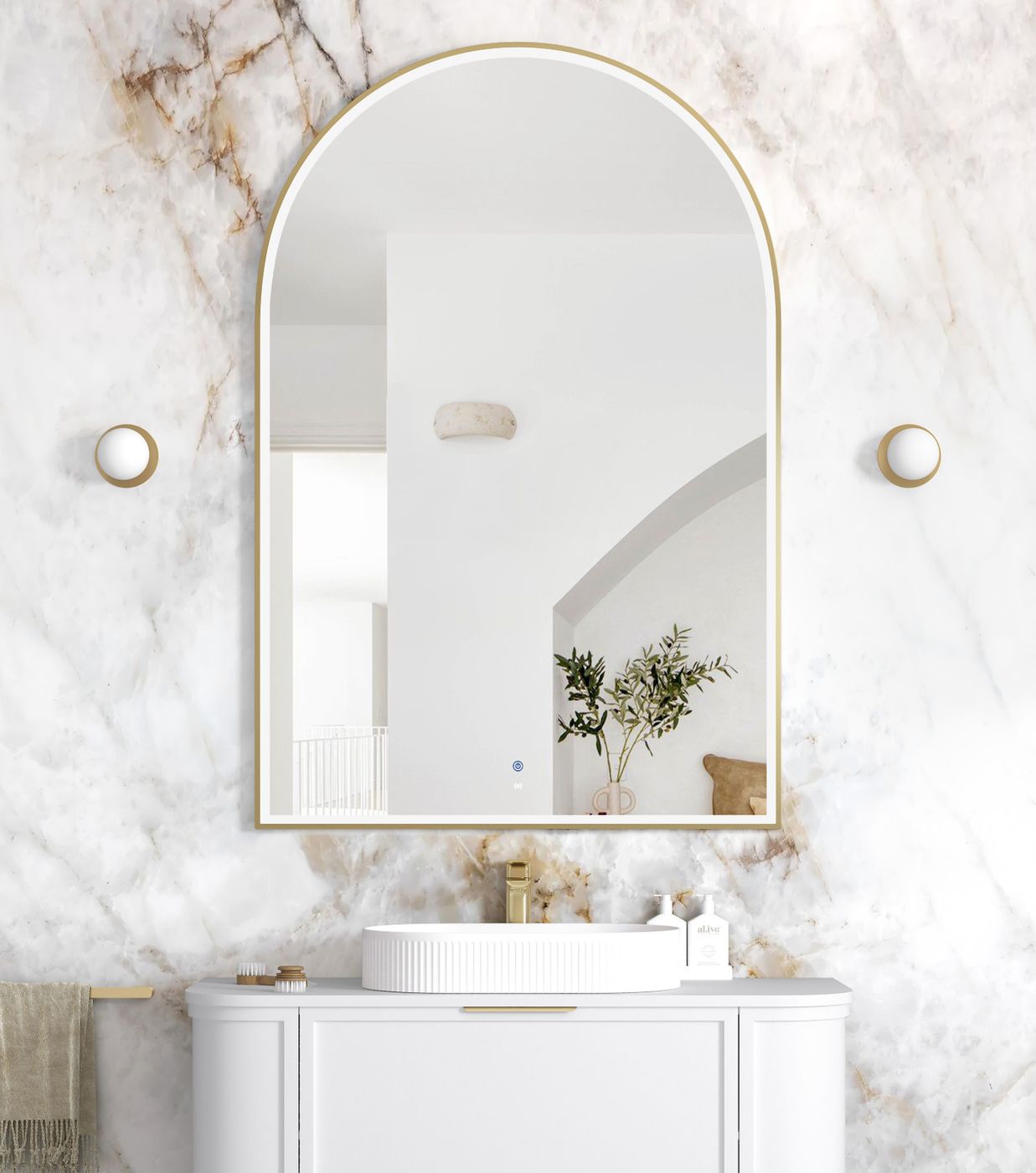 LED Archie 1500(H)x1000(W) Gold Metal Frame Mirror