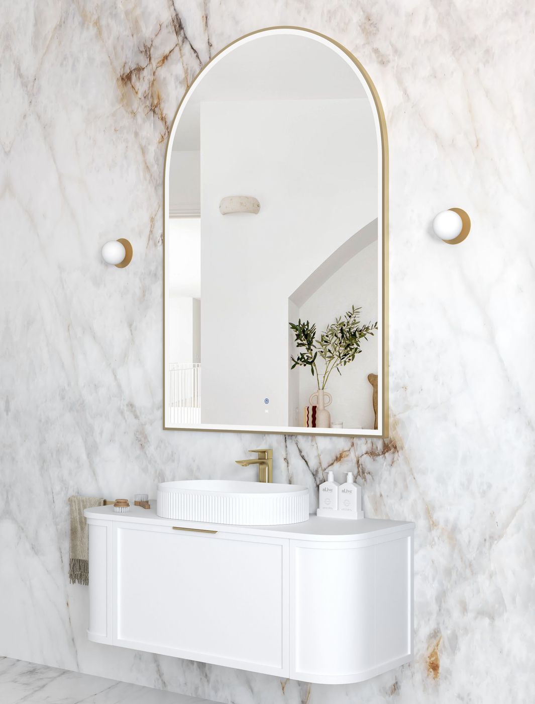 LED Archie 1500(H)x1000(W) Gold Metal Frame Mirror