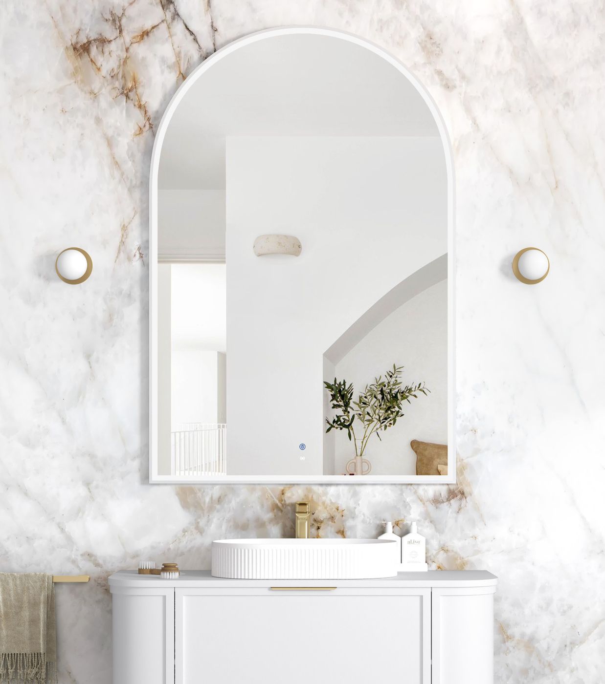 LED Archie 1500(H)x1000(W) White Metal Frame Mirror