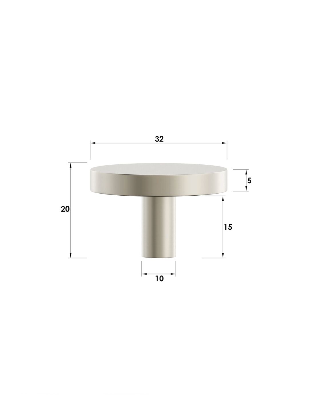 Chloe - 32mm Brushed Nickel Handle (Premium Solid Brass Construction)