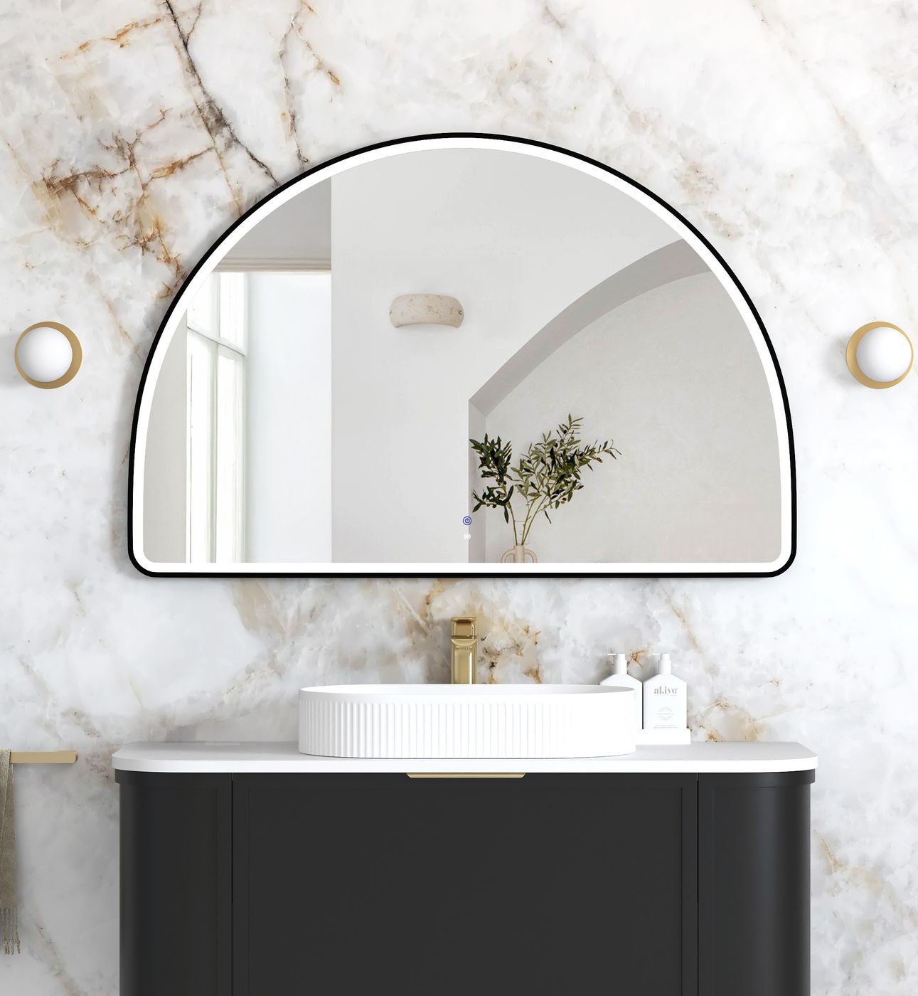 LED Moonlight Archie 800(H)x1200(W) Black Metal Frame Mirror