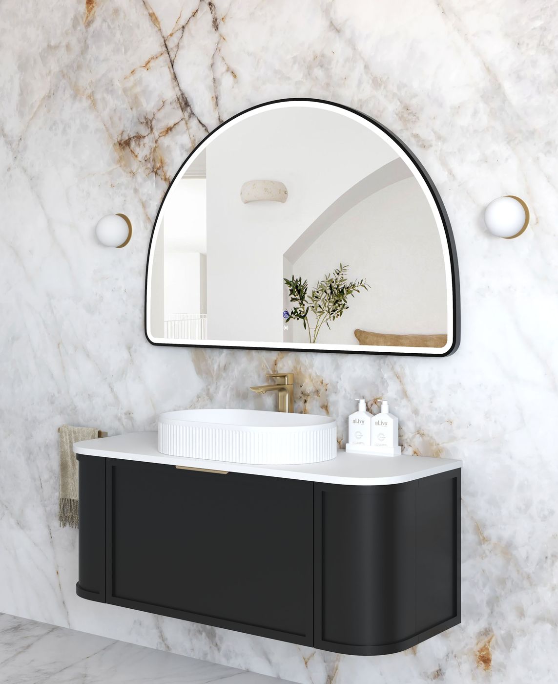 LED Moonlight Archie 800(H)x1200(W) Black Metal Frame Mirror