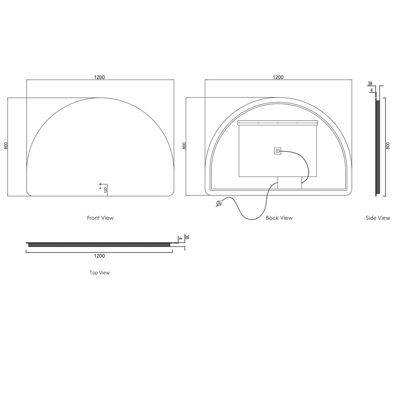 LED Moonlight Archie 800(H)x1200(W) Frameless Tuffi Mirror