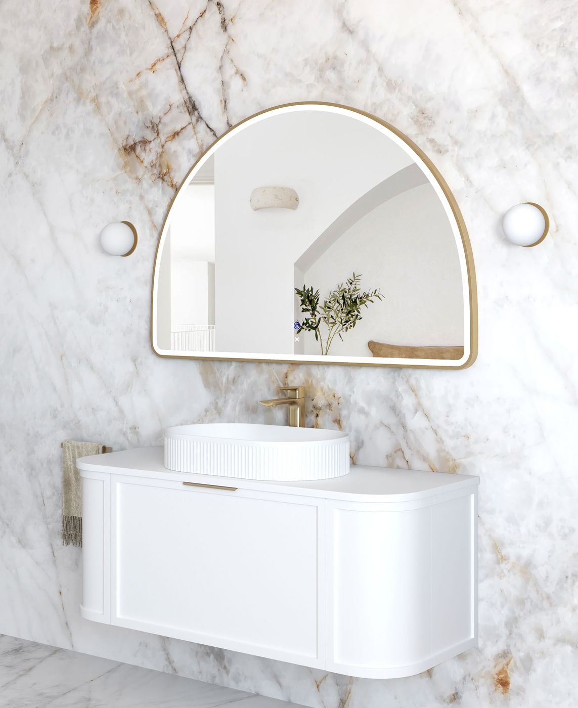 LED Moonlight Archie 800(H)x1200(W) Gold Metal Frame Mirror