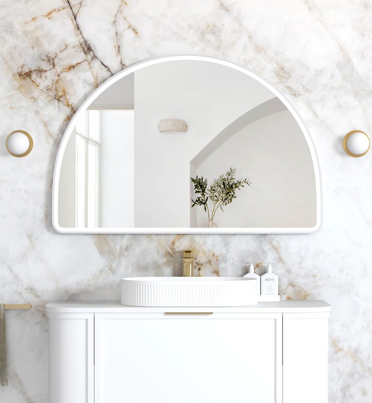 LED Moonlight Archie 800(H)x1200(W) White Metal Frame Mirror