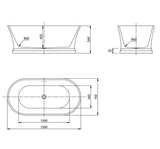 Hampton 1500x750x560 Gloss White Bathtub OF