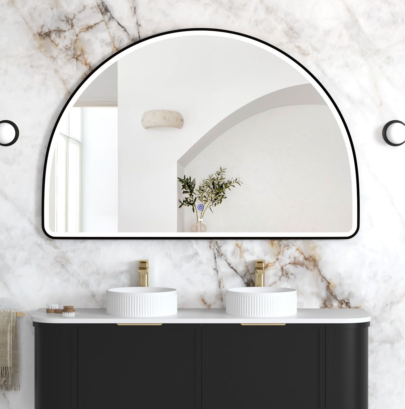 LED Moonlight Archie 1000(H)x1500(W) Black Metal Frame Mirror