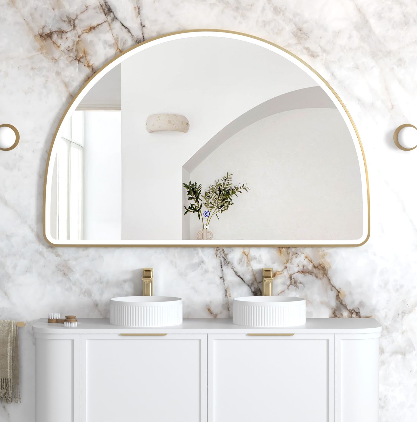 LED Moonlight Archie 1000(H)x1500(W) Gold Metal Frame Mirror