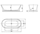 Hampton 1700x800x560 Gloss White Bathtub OF