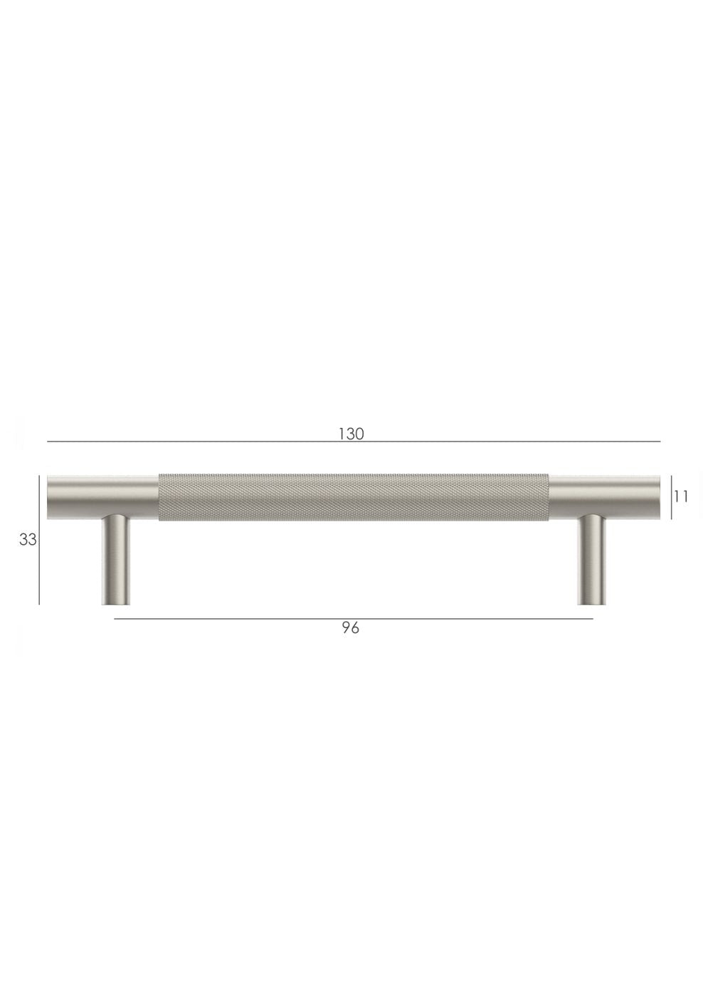 Nord - 165mm Brushed Nickel Handle (Premium Solid Brass Construction)
