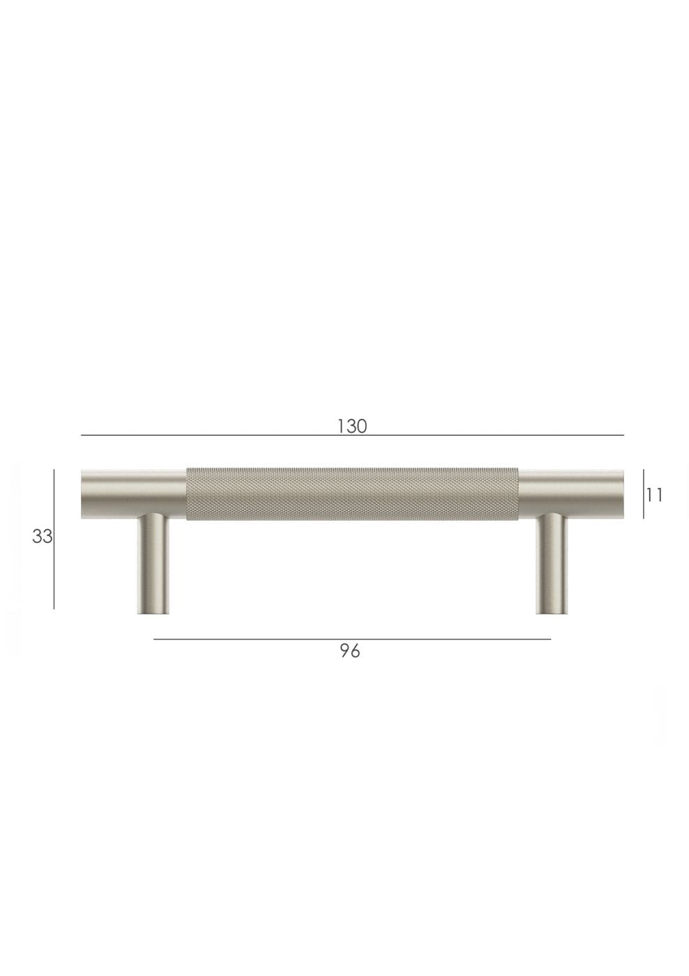 Nord - 130mm Brushed Nickel Handle (Premium Solid Brass Construction)