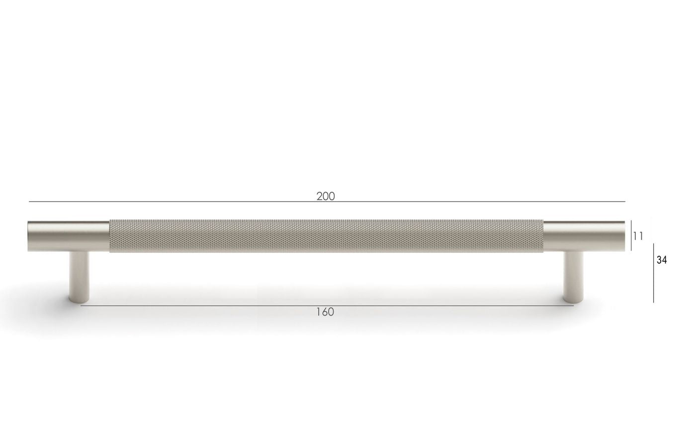 Nord - 235mm Brushed Nickel Handle (Premium Solid Brass Construction)