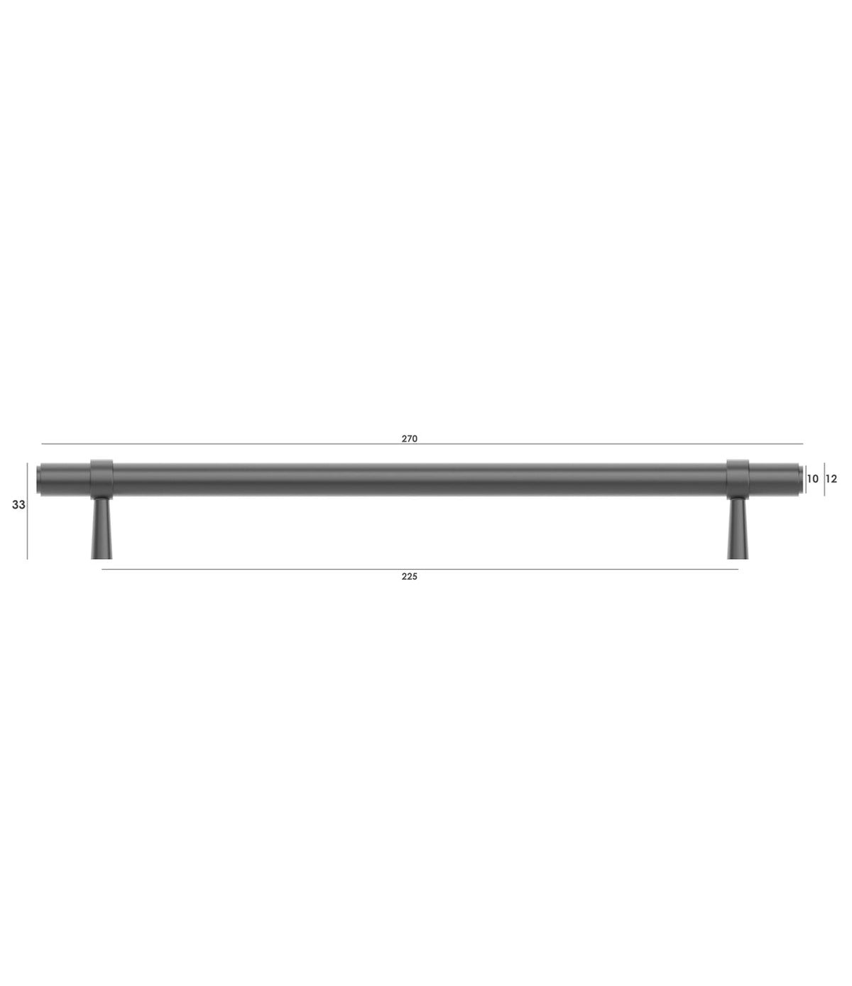 Astor - 270mm Gun Metal Handle (Premium Solid Brass Construction) - side profile view