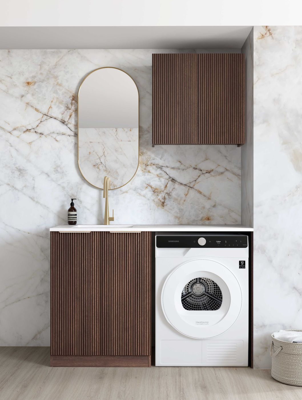 Havana Fluted Sable Walnut Laundry Kit 1305x600x2100