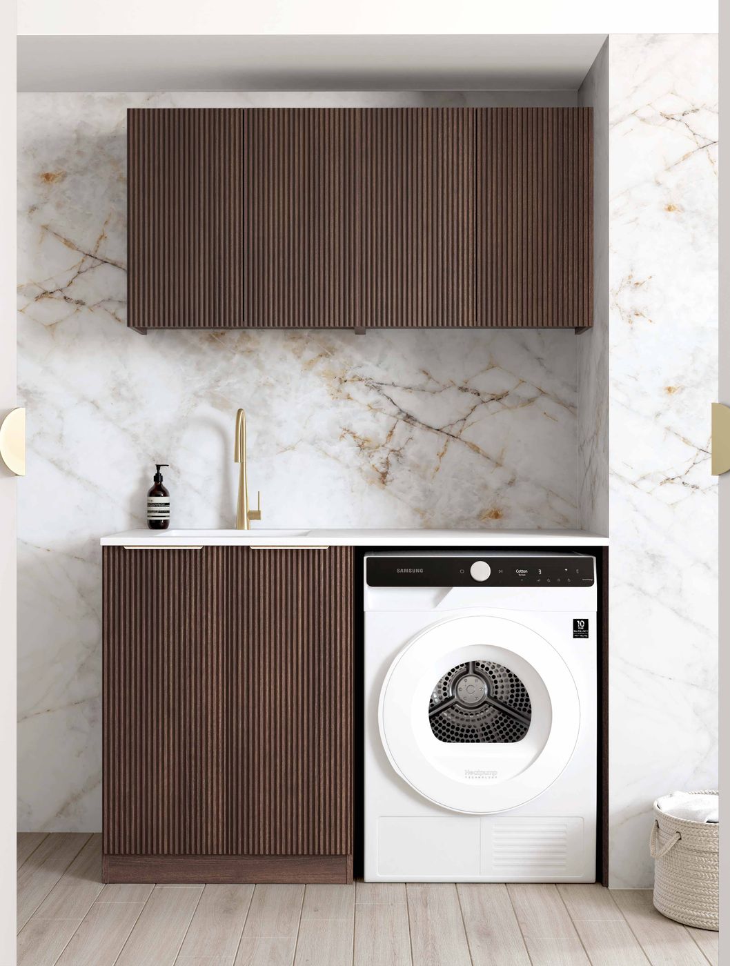 Havana Fluted Sable Walnut Laundry Kit 1305x600x2100