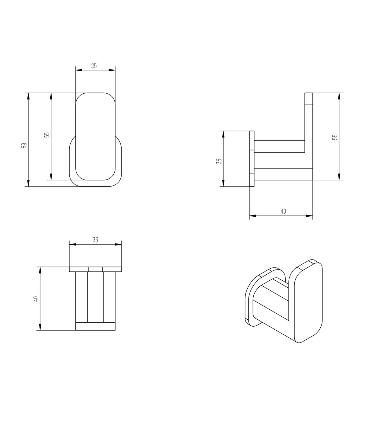 Oskar Gun Metal Robe Hook