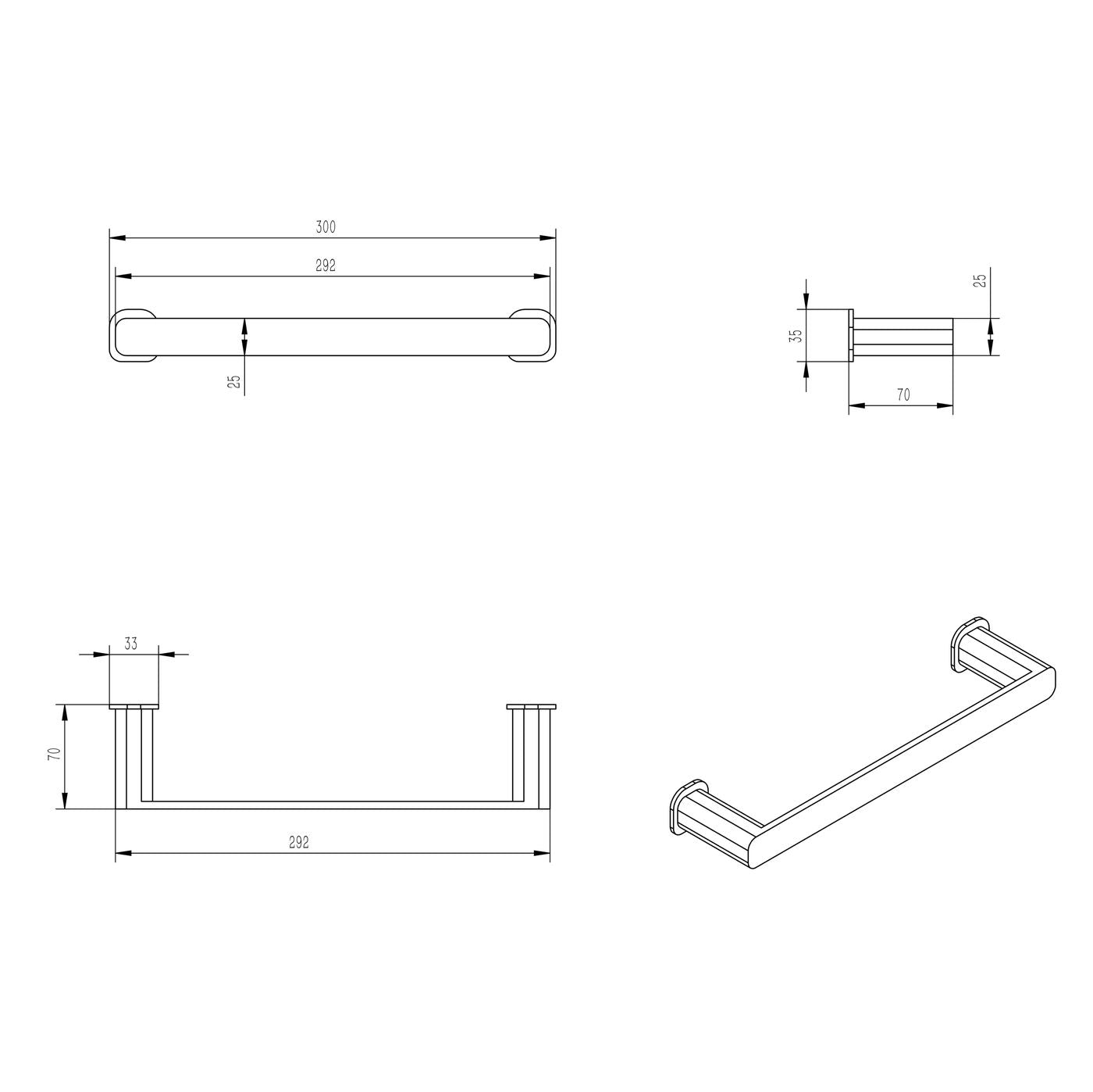 Oskar Gun Metal Towel Bar
