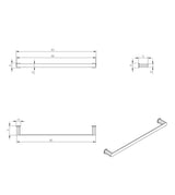Oskar 600mm Gun Metal Single Towel Rail