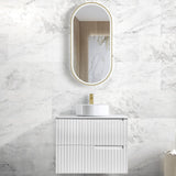 Noosa Fluted 750mm Satin White Wall Hung Vanity