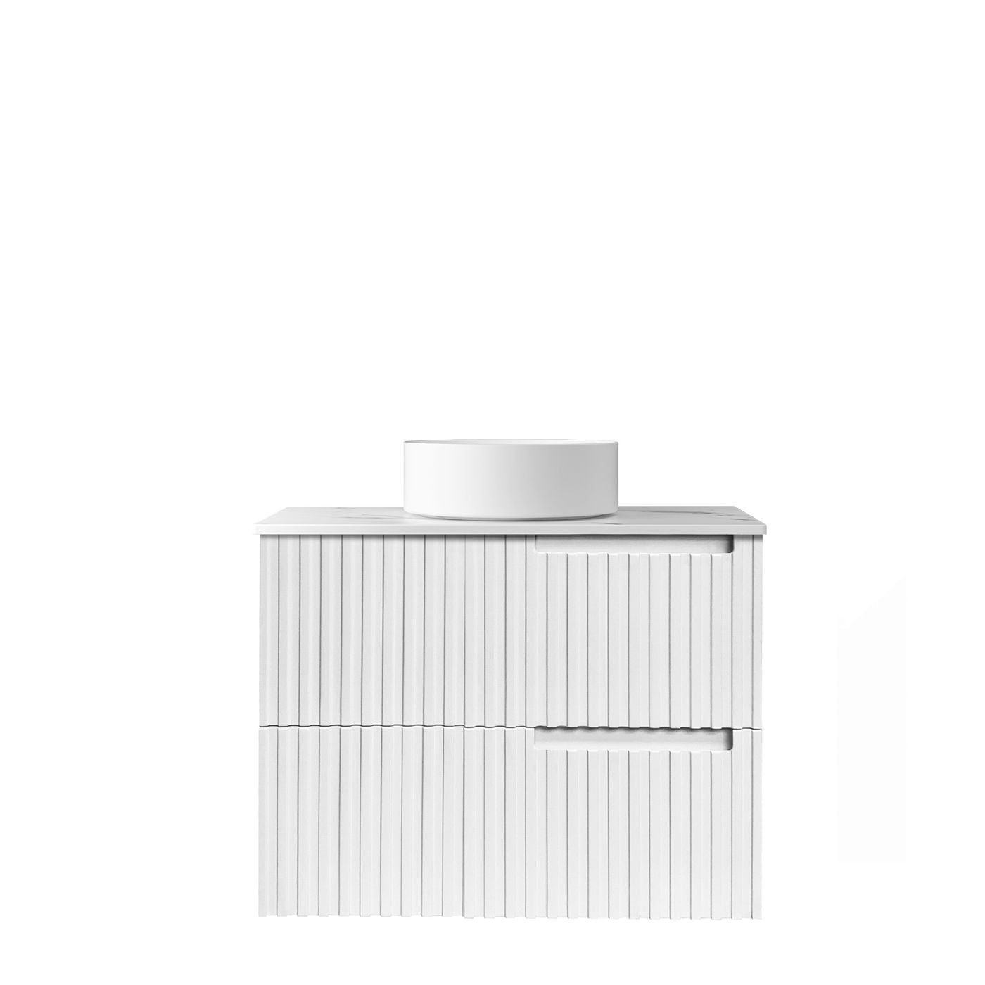 Noosa Fluted 750mm Satin White Wall Hung Vanity