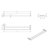 Oskar 750mm Matte Black Double Towel Rail