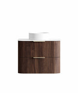 Havana Fluted 750mm Sable Walnut Wall Hung Curve Vanity