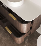 Havana Fluted 1200mm Sable Walnut Wall Hung Curve Vanity