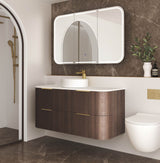 Havana Fluted 1200mm Sable Walnut Wall Hung Curve Vanity