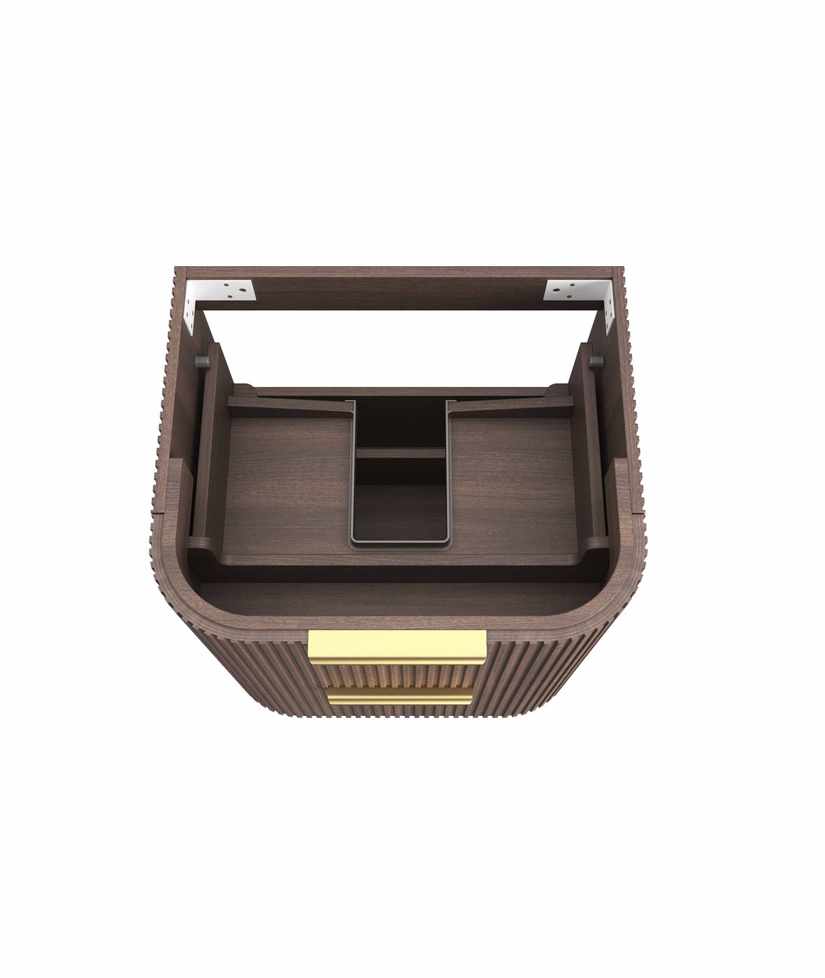 Havana Fluted 600mm Sable Walnut Wall Hung Curve Vanity