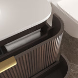 Havana Fluted 900mm Sable Walnut Wall Hung Curve Vanity - alternative product view
