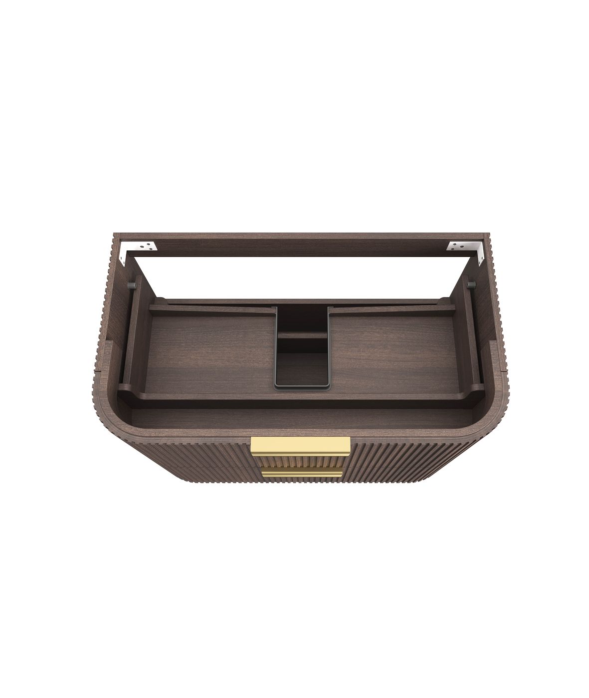 Havana Fluted 900mm Sable Walnut Wall Hung Curve Vanity
