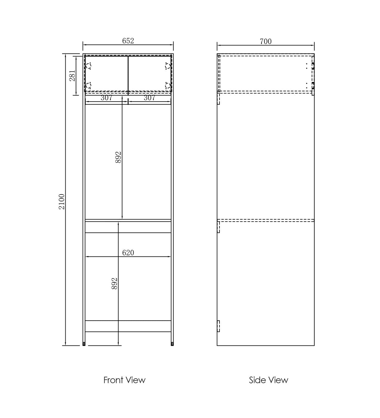 Havana Fluted Laundry 2100 Sable Walnut Tall Washing Machine Cabinet
