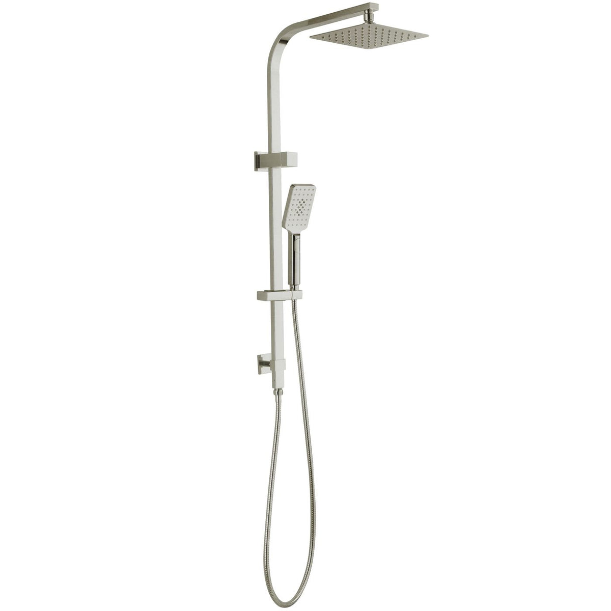 Oskar / Zevio Twin Shower Combo Top Inlet 250mm Brushed Nickel - front view