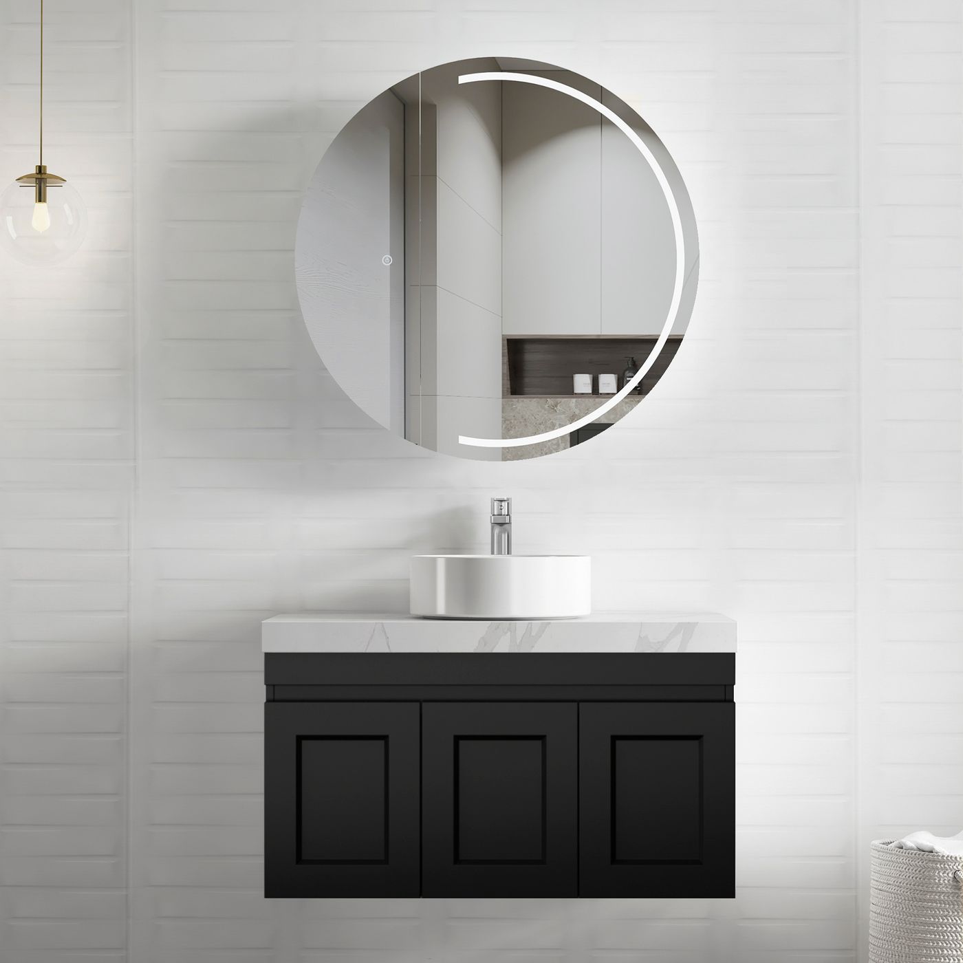 Hampton Mark II 900mm Satin Black Wall Hung Vanity