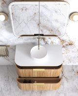 Havana Fluted 900mm Woodland Oak Wall Hung Curve Vanity